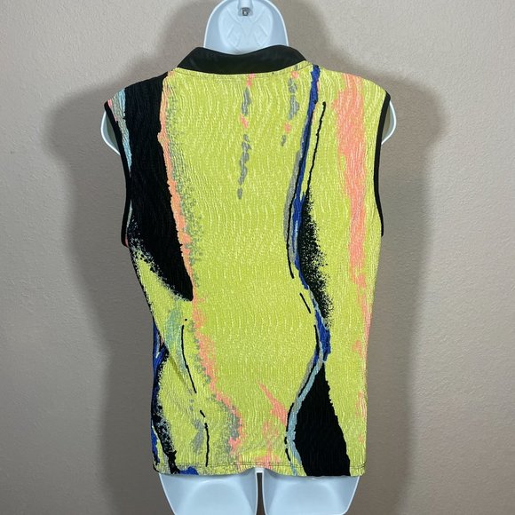 Jamie Sadock Sleeveless Zip Polo Top Multicolor Sz Large - Picture 3 of 11